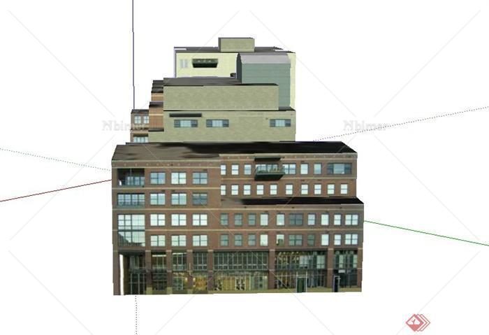 某多层凹凸组合商住房建筑设计SU模型