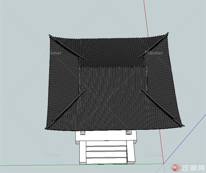 古典中式四角亭子设计SU模型