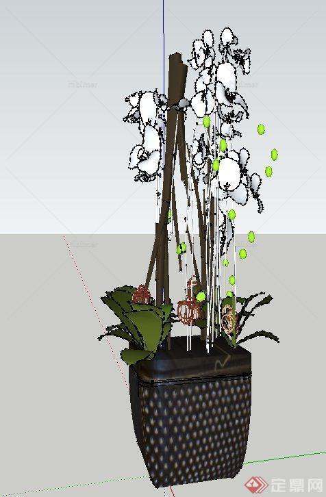 现代室内花瓶插花设计SU模型