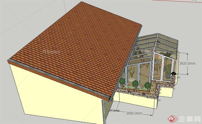 现代某住宅阳台花园景观布置设计SU模型[原创]