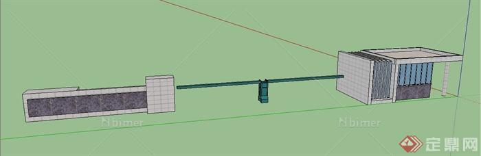 简约现代风格入口大门设计su模型