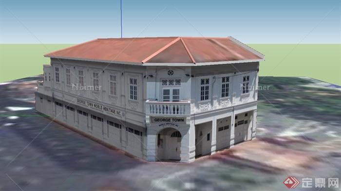 某欧式两层博物馆建筑设计SU模型