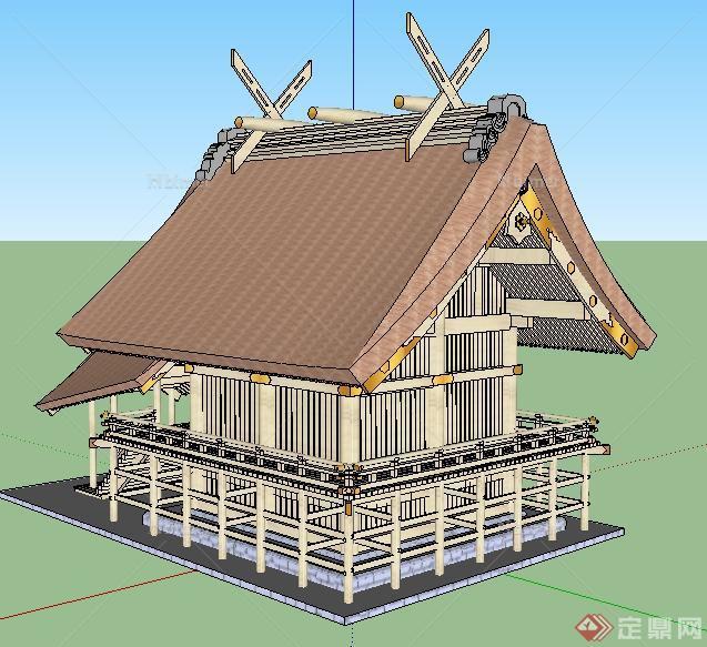 某日本古典建筑设计su精致模型