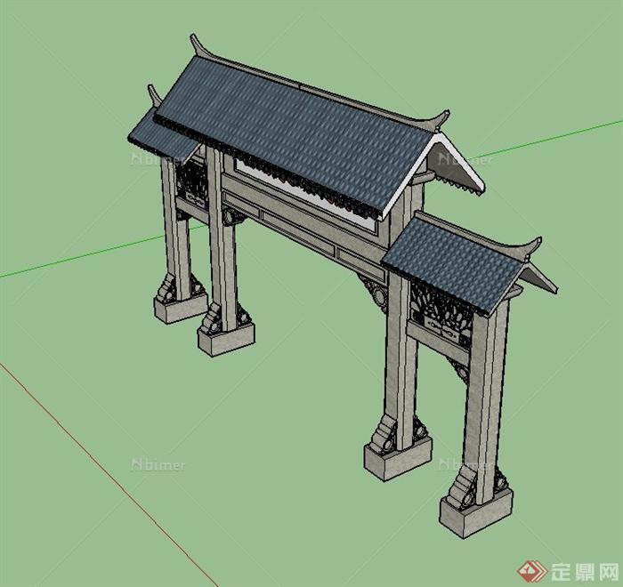 园林景观牌坊设计SU模型