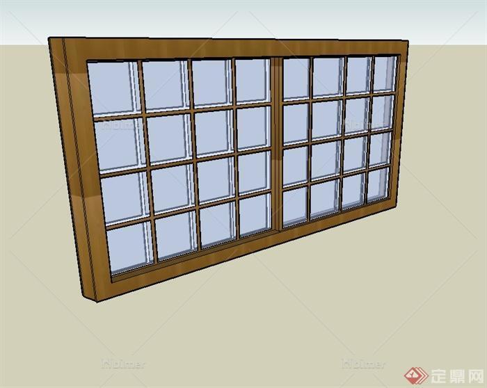 现代中式风格格子窗户设计su模型[原创]