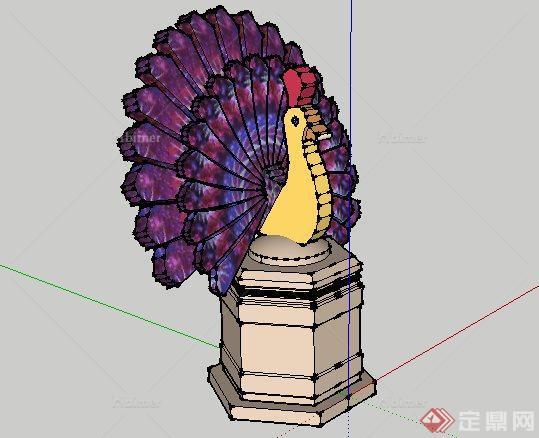 东南亚风格孔雀雕塑景观小品SketchUp(SU)3D模型