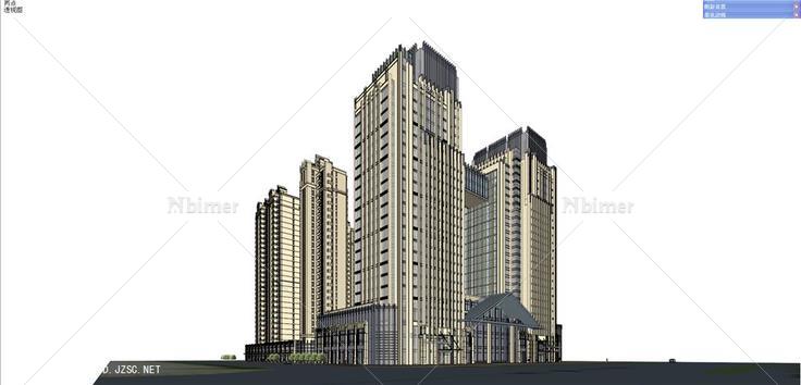商住王城新古典综合体高层住宅su模型