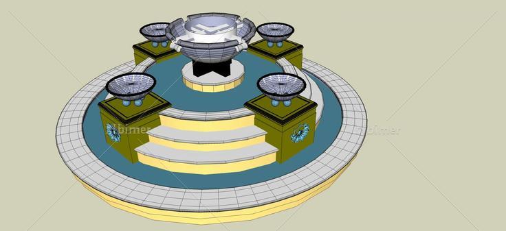 小水池景观(62484)su模型下载