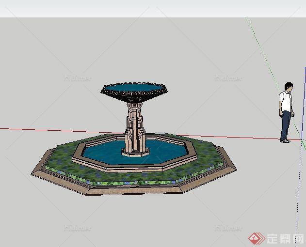 欧式风格景观小水钵SketchUp(SU)3D模型