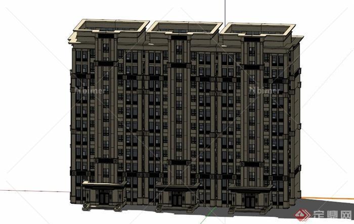 某欧式11层住宅小区建筑设计SU模型