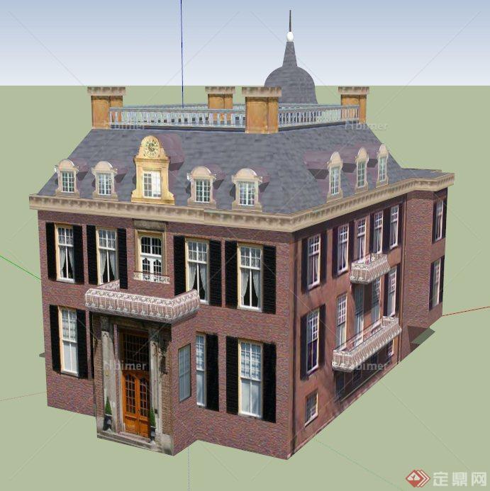 某栋欧式住宅楼建筑设计SU模型