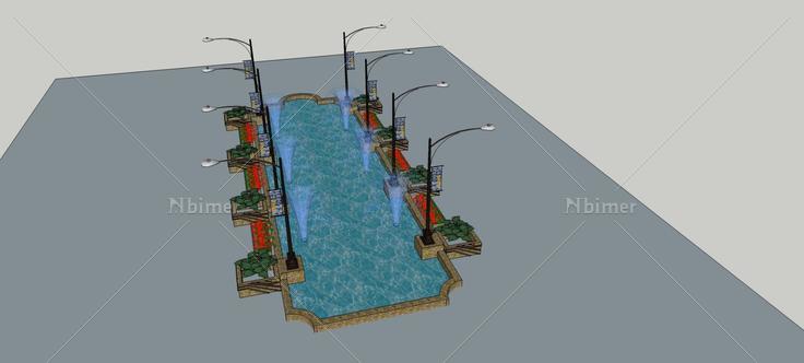 水池景观(75714)su模型下载