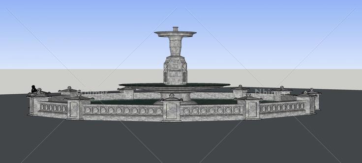 景观喷水池(73971)su模型下载