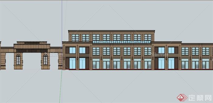 某欧式联排商业建筑设计SU模型