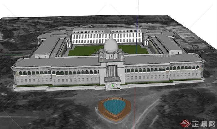 孟加拉国最高法院建筑设计SU模型