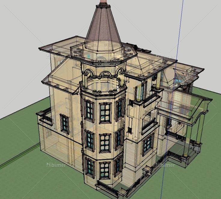 独栋别墅细节到位(110867)su模型下载