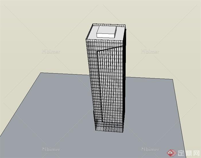 现代风格简单的高层办公大楼设计su模型[原创]