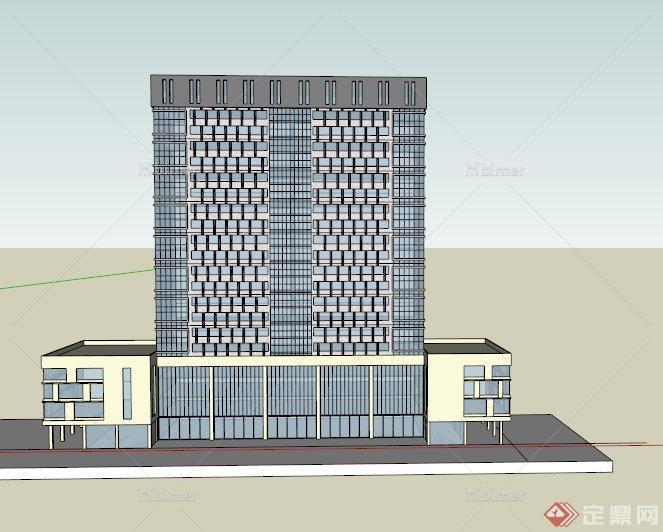 三栋现代办公建筑设计SU模型