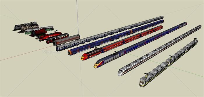 14种不同的火车设计su模型[原创]