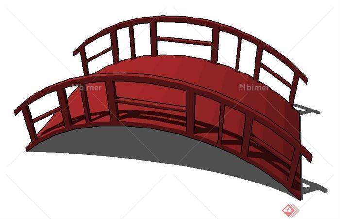 简约红色拱形桥su模型[原创]