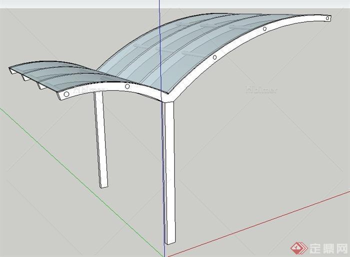 现代风格雨棚su模型