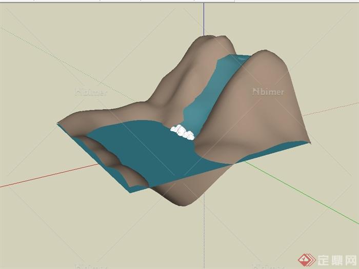 某山体自然水景设计su模型[原创]