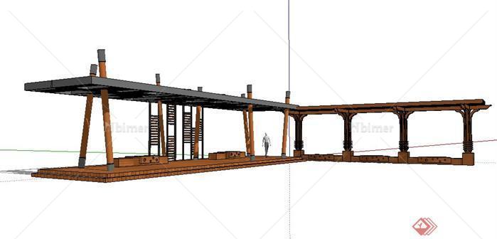 某现代风格景观廊架设计SketchUp(SU)3D模型