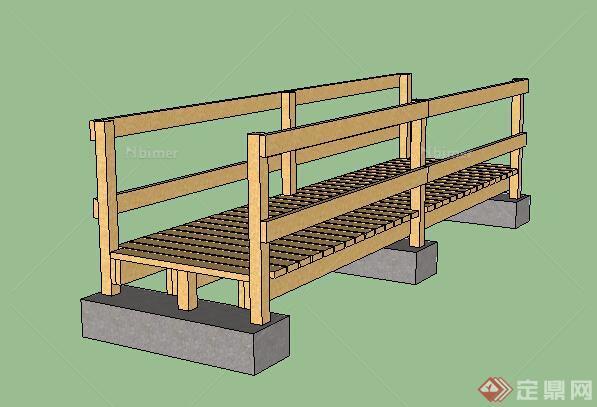 园林景观之木质景桥设计su模型