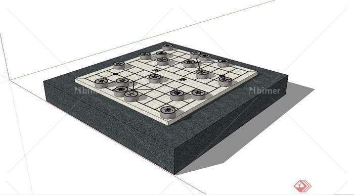 某现代中式象棋造型雕塑小品SU模型