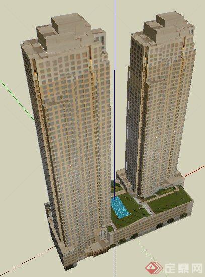 高层住宅楼综合建筑设计SU模型