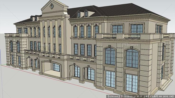 欧式办公楼建筑设计方案su精细模型