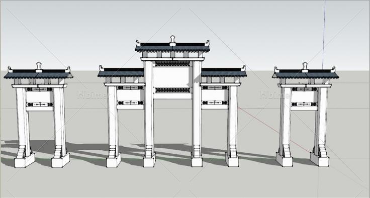 古建筑牌坊SketchUp模型提供下载分享带截图预览