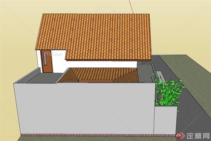 某一层半住宅建筑设计SU模型