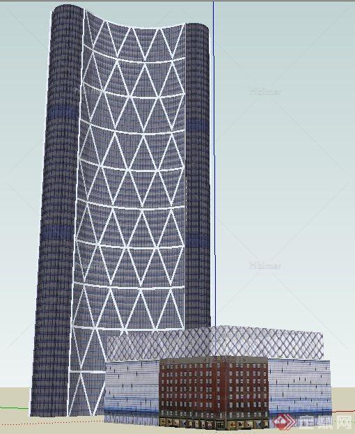 一幢现代高层办公建筑设计SU模型