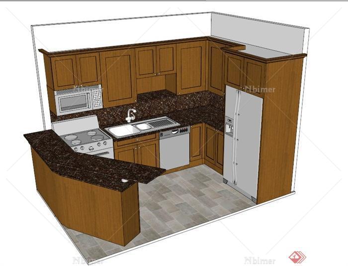 厨房橱柜设计SU模型