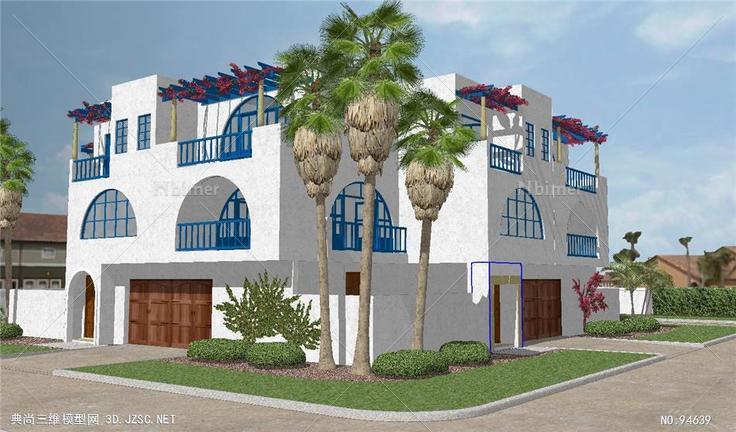 地中海风格建筑别墅SU模型