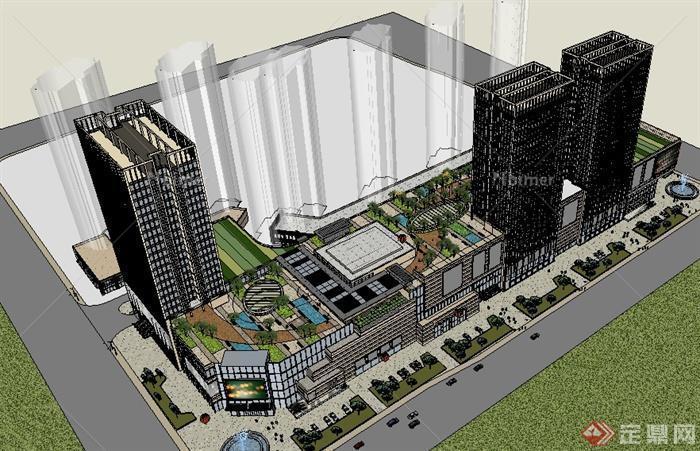 某商业中心办公建筑综合建筑设计SU模型