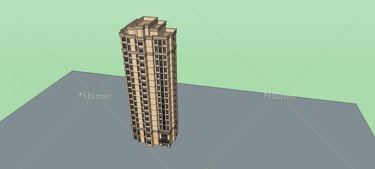 简欧风格高层住宅楼(76320)su模型下载