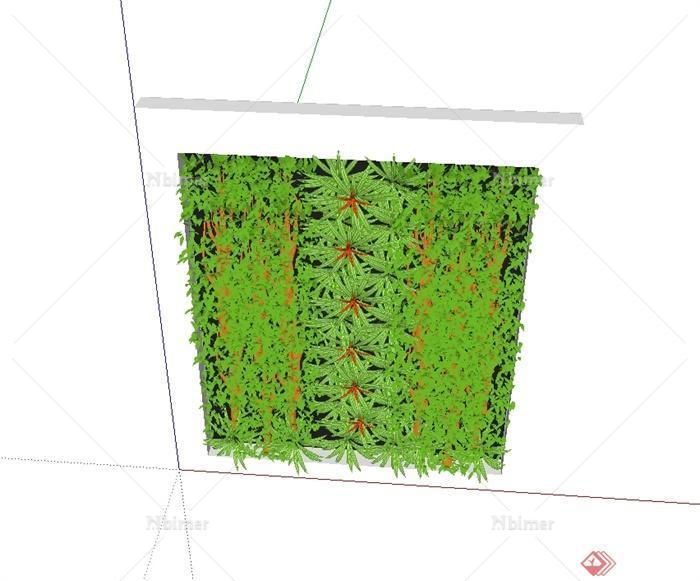 某墙体立体绿化植物素材SU模型[原创]