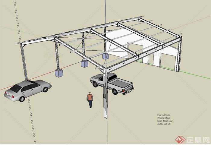某现代汽车棚建筑设计SU模型