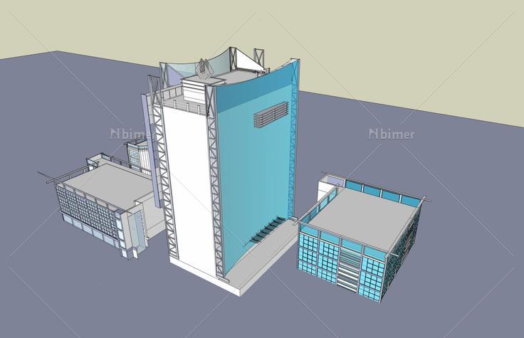 现代高层商业办公楼(46604)su模型下载