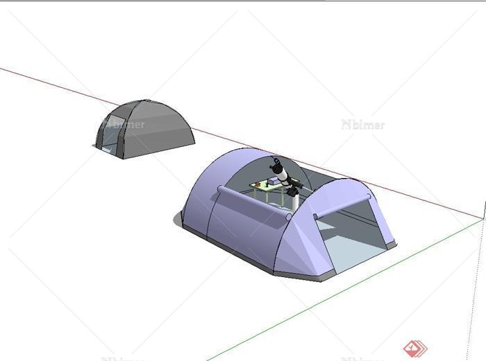 两个不同的野营帐篷设计su模型[原创]