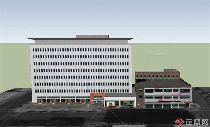 某两栋组合式高层办公建筑设计SU模型