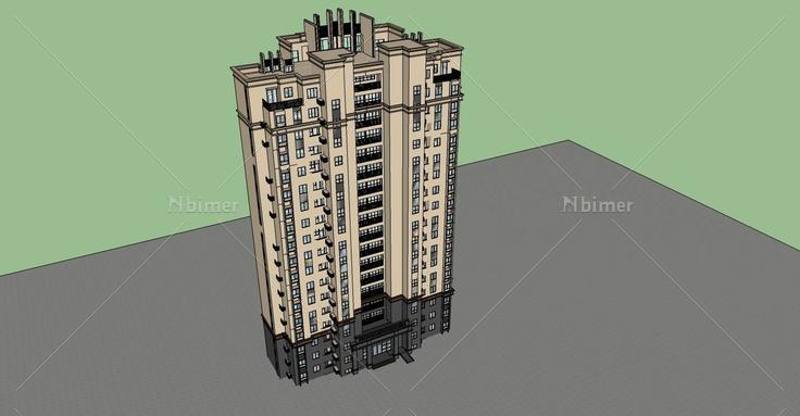 新古典风格高层住宅(73454)su模型下载