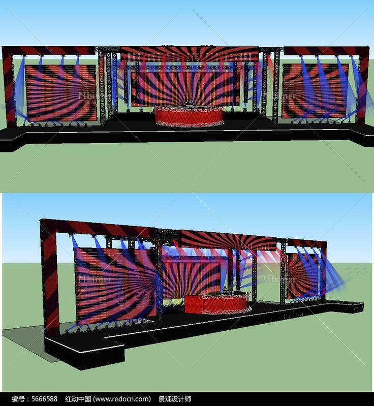 舞台舞美背景设计SU草图大师skp模型