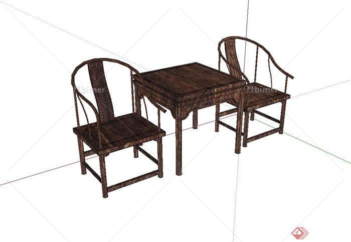 古典中式木桌椅设计su模型