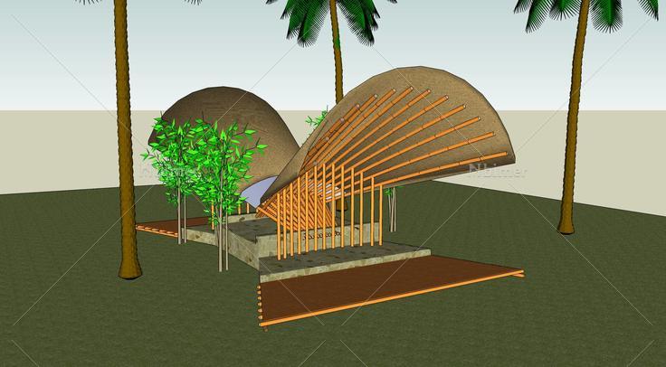 现代景观城市小品雕塑竹子亭塔4(114595)su模型下