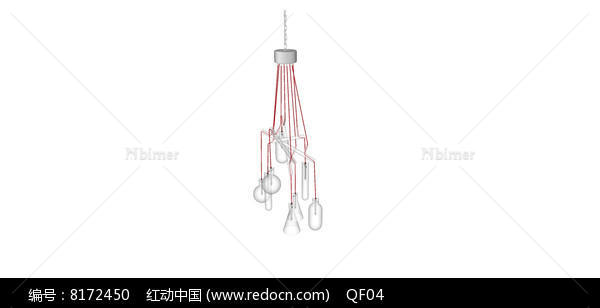 红色灯线吊灯模型