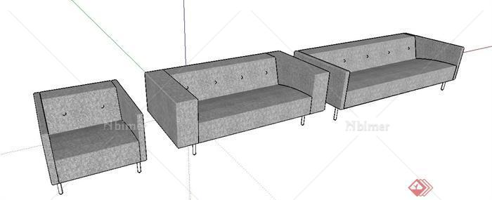 三个室内素色沙发设计SU模型[原创]