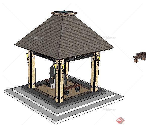 某小区东南亚风格景观亭子SketchUp(SU)3D模型